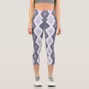 Farbtöne des blauen Rautenmusters Capri Leggings