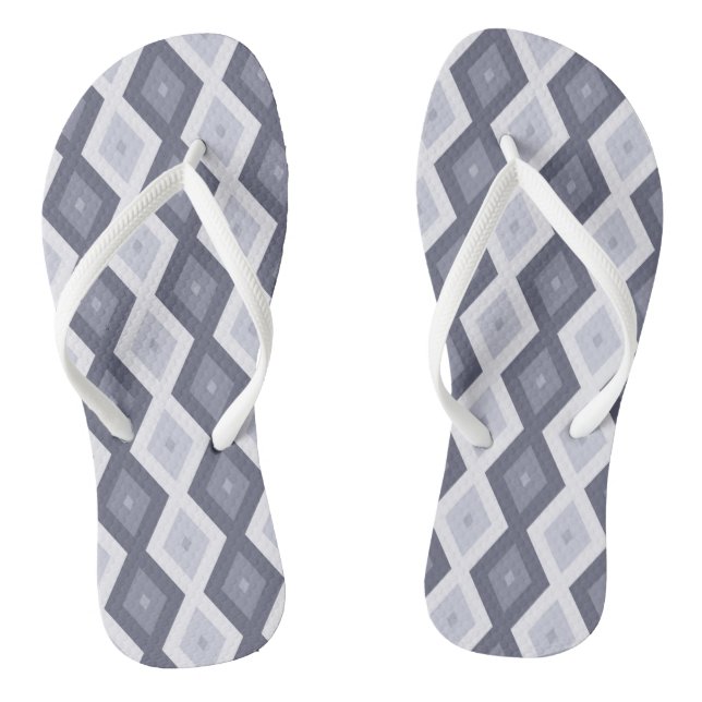 Farbtöne des blauen Rautenmusters Flip Flops (Fußbett)