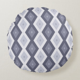 Farbtöne des blauen Rautenmusters Rundes Kissen