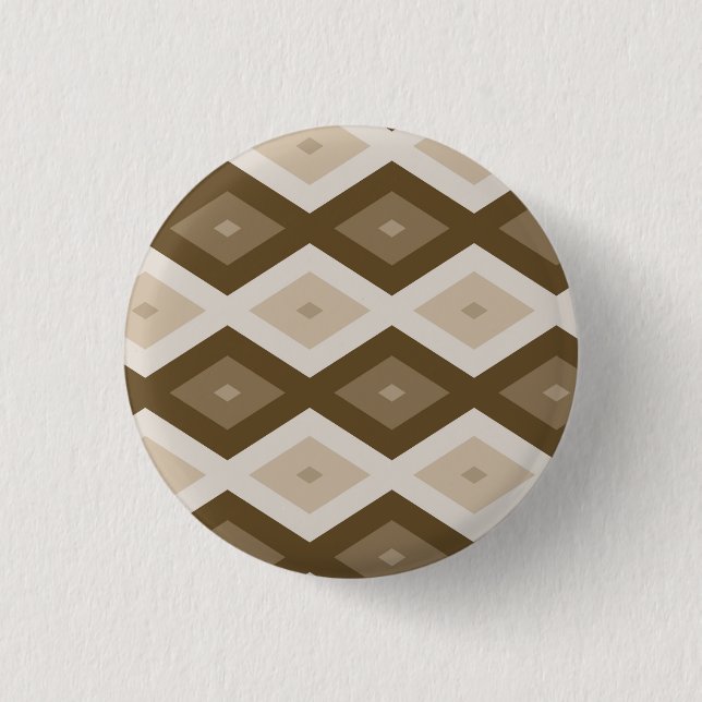 Farbtöne des braunen Rautenmusters Button (Vorderseite)