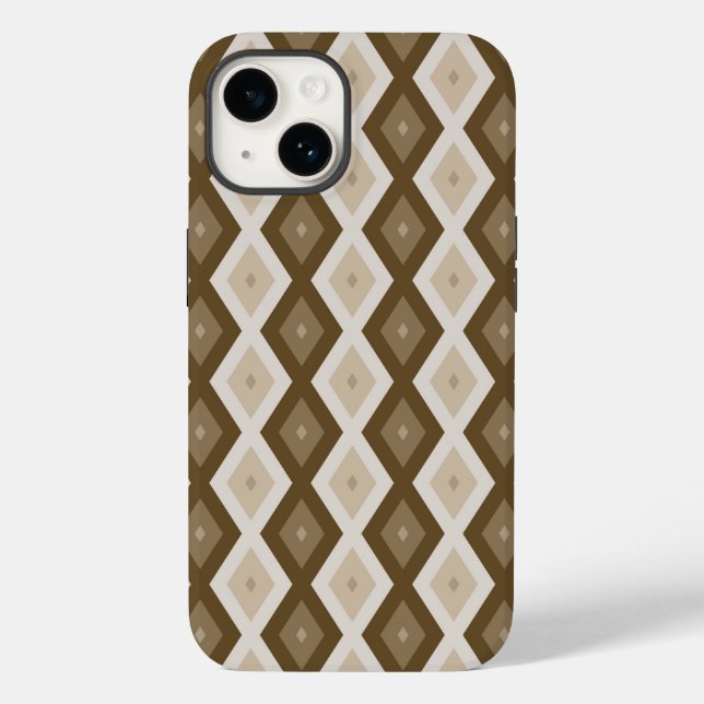 Farbtöne des braunen Rautenmusters Case-Mate iPhone Hülle (Rückseite)