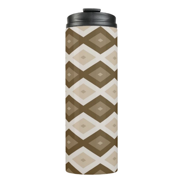 Farbtöne des braunen Rautenmusters Thermosbecher (Vorderseite)