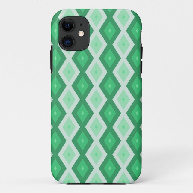 Farbtöne des grünen Diamantmusters Case-Mate iPhone Hülle (Rückseite)