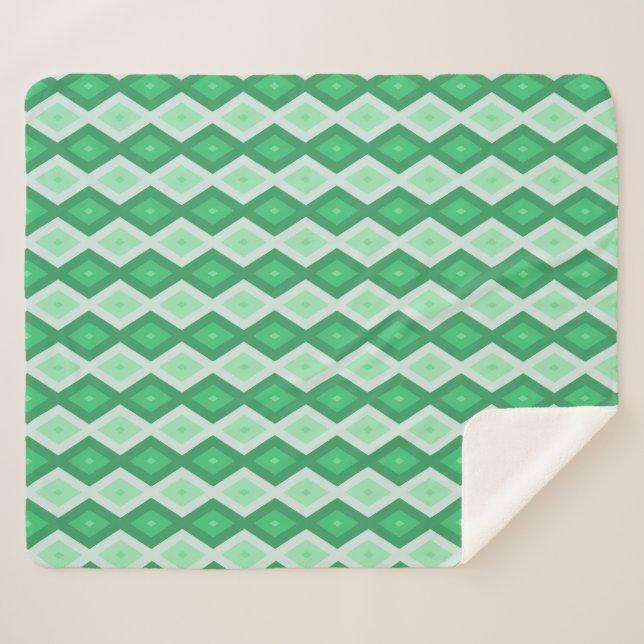 Farbtöne des grünen Diamantmusters Sherpadecke (Vorderseite (Horizontal))