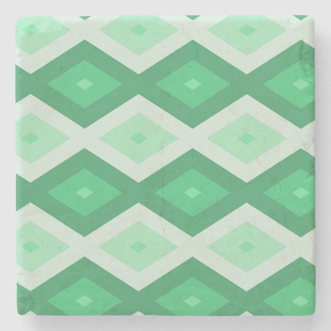 Farbtöne des grünen Diamantmusters Steinuntersetzer (Vorderseite)