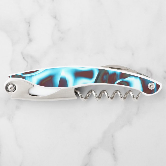 Farbtöne des hellen Zyans auf abstrakten Bändern i Kellnermesser (Vorderseite)