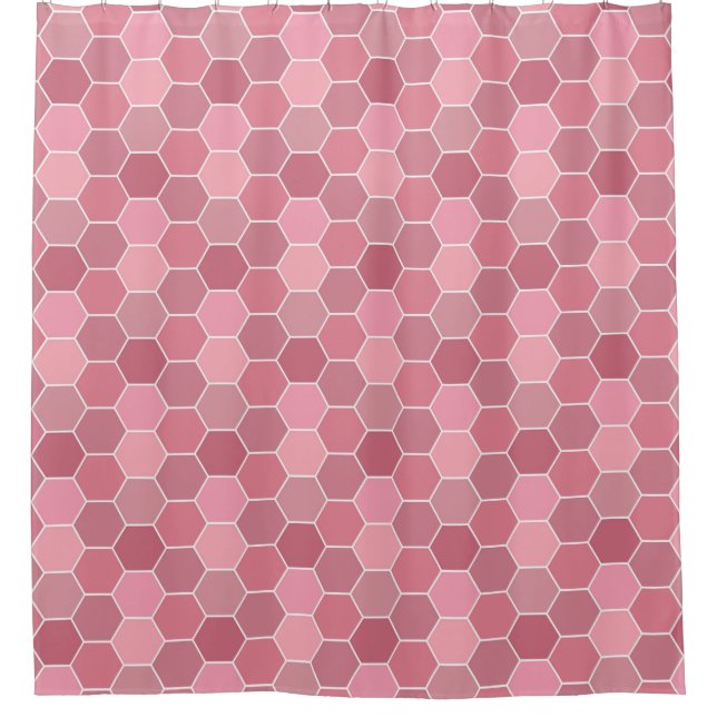 Farbtöne des Musters "Pink Honeycomb" Duschvorhang (Vorderseite)