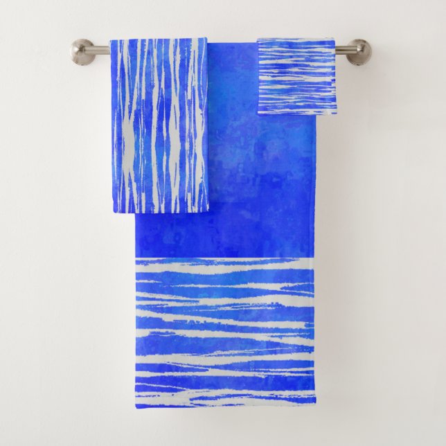 Farbtöne des weißen und blauen Streifens Badhandtuch Set (Insitu)