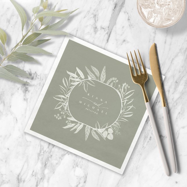 Farbtöne Eukalyptus Wedding Wreath Grn ID901 Serviette (Von Creator hochgeladen)