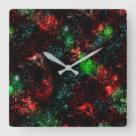 Farbtöne in hellen Farben im Dunkeln und Mosaik Quadratische Wanduhr