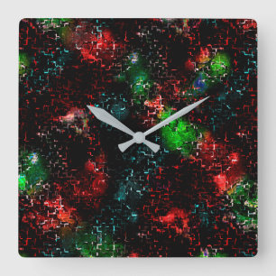 Farbtöne in hellen Farben im Dunkeln und Mosaik Quadratische Wanduhr