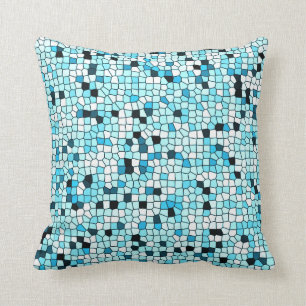 Farbtöne von Aquamarin Blue Stilvoll Mosaik Gemus Kissen