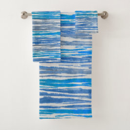Farbtöne von Blau, Grau und Weiß Badhandtuch Set