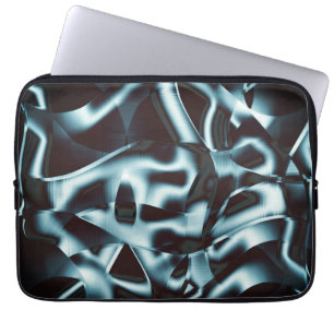 Farbtöne von blauem Silber auf abstrakten Bändern Laptopschutzhülle