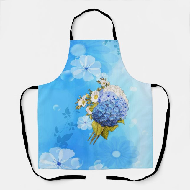 Farbtöne von Blauen Wasserfarben-Hydrangeas-All-ov Schürze (Vorderseite)