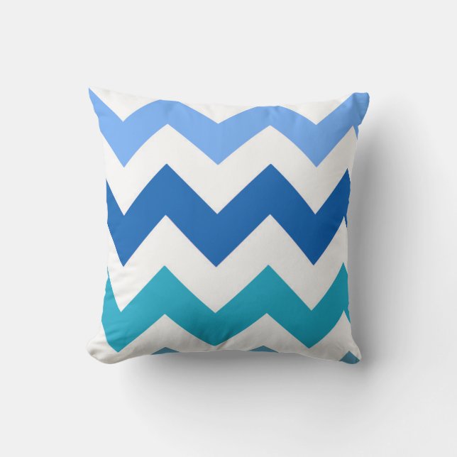 Farbtöne von Blue Zig Zag Zickzack Pillow Kissen (Vorderseite)