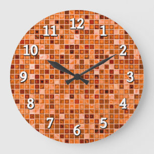 Farbtöne von Kupfer-Tan-Mosaikfliesen Große Wanduhr
