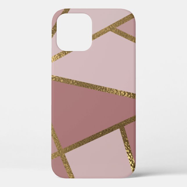 Farbtöne von Mauve Pink & Gold Bronze Geometric Gl Case-Mate iPhone Hülle (Rückseite)