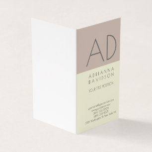 Farbtrendy für vertikale Monogramme Minimalistisch Visitenkarten