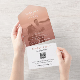 Farbüberlagerung Modernes, stilvolles Foto-Hochzei All In One Einladung