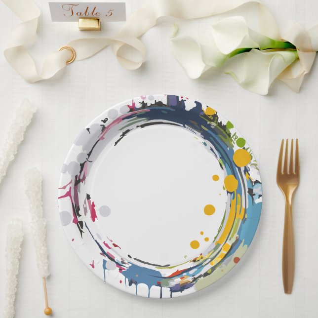 Farbüberschlag Pappteller (Hochzeit)