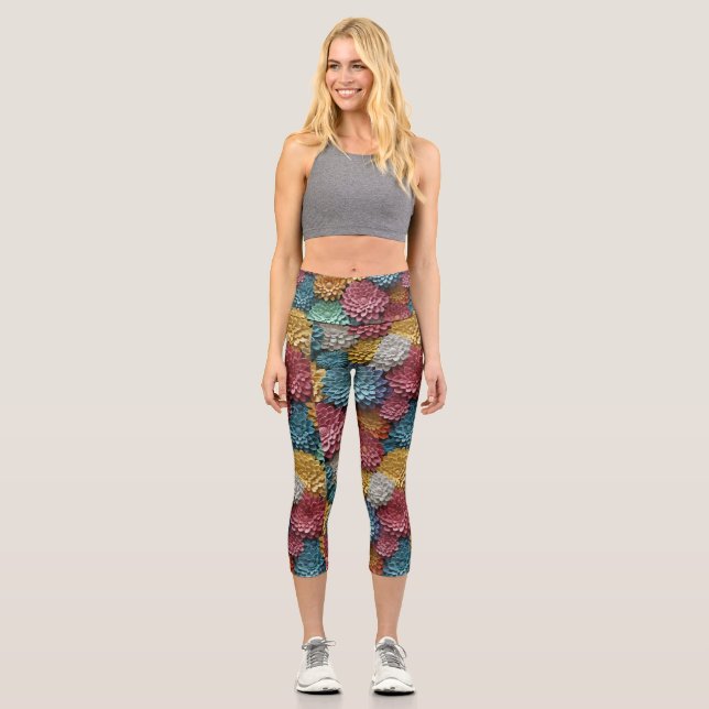 FARBUL YOGA Floral Capri Leggings (Vorderseite)