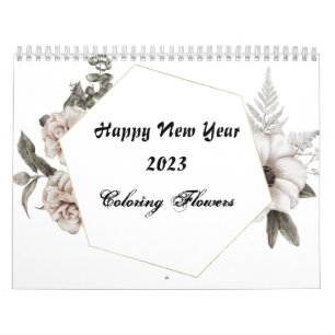 Färbung für Erwachsene Blumen 2023, Farbe deine ei Kalender