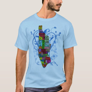 Farbunterlegte Manhattan-Karte T-Shirt