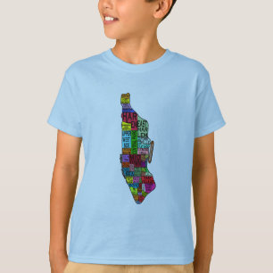 Farbunterlegte T-Shirts Manhattans NYC,