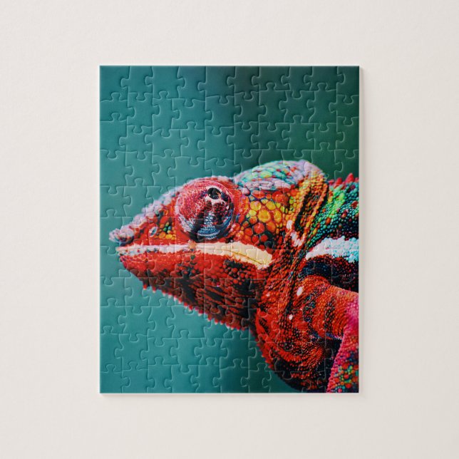 Farbverändernder Regenbogenfarben-Chameleon-Reptil Puzzle (Vertikal)