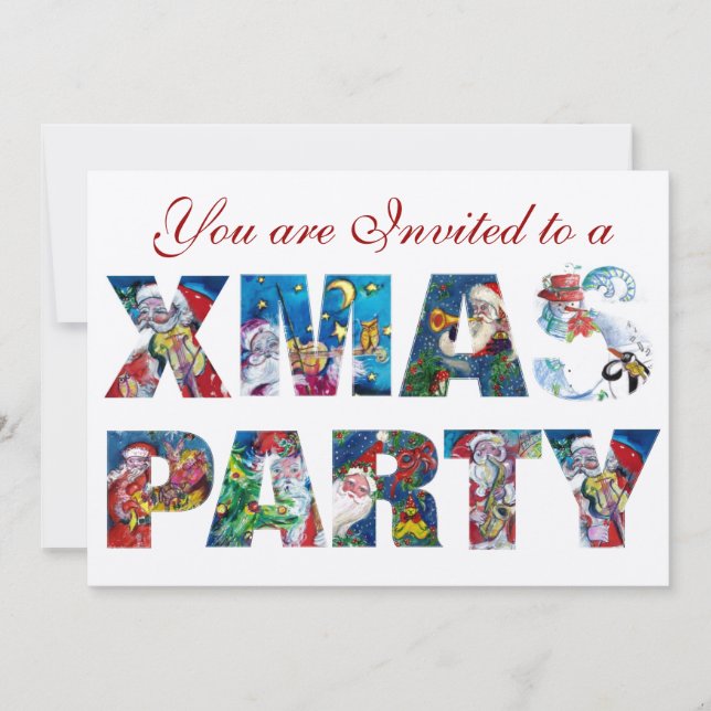 FARBVERANSTALTUNGEN MUSIK SANTA XMAS NIGHT PARTY EINLADUNG (Vorderseite)
