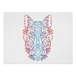 Farbverlauf der Wölfe im künstlerischen Gefälle Poster