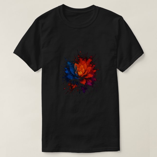 Farbverlauf farbenfroher Spritzer Blume T-Shirt (Design vorne)
