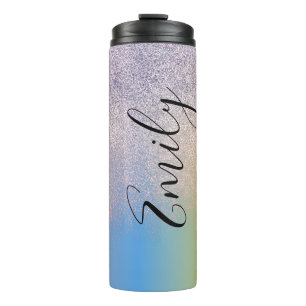 Farbverlauf Faux-Sparkle individuell monogrammiert Thermosbecher