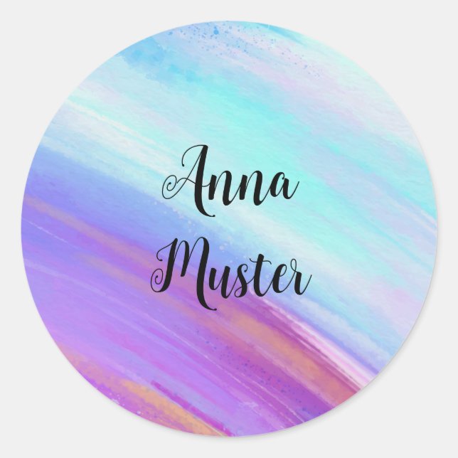 Farbverlauf - lila türkis - Wasserfarbe Runder Aufkleber (Vorderseite)