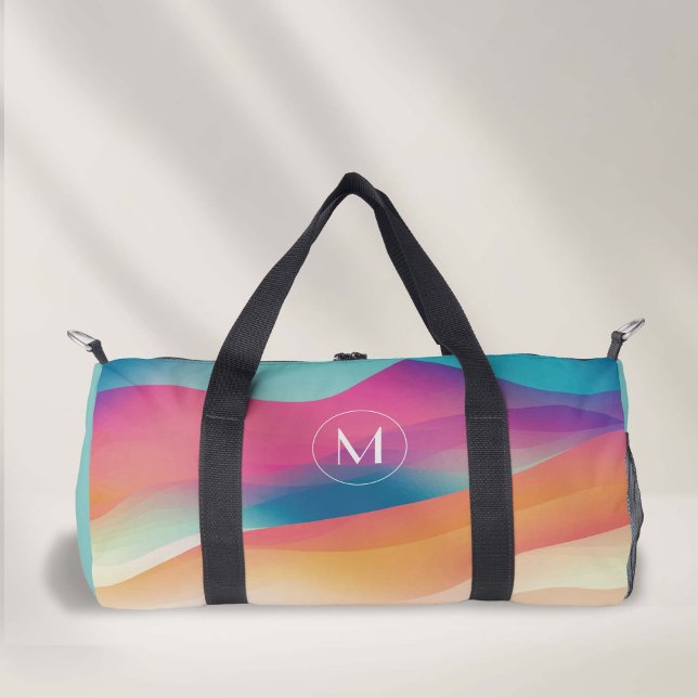 Farbverlauf moderner Monogramm-Tanz Duffle Bag (Abstract colorful, simple monogram small dance duffel bag.)