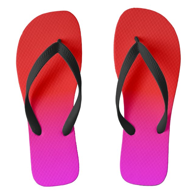 Farbverlauf Ober rosa , Scharbe , rot , rosa Flip Flops (Fußbett)