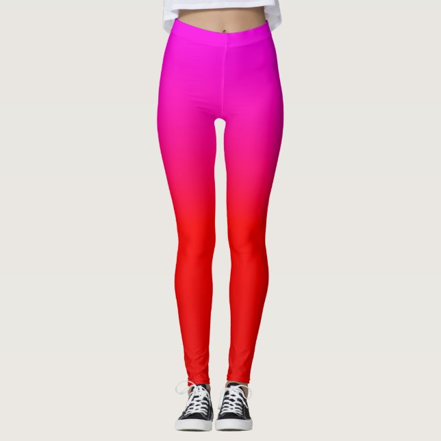 Farbverlauf Ober rosa , Scharbe , rot , rosa Leggings (Vorderseite)