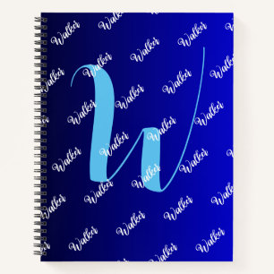 Farbverlauf Schwarz Blau Farbe - Anfangsname Monog Notizbuch