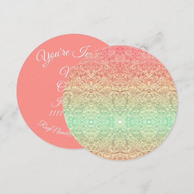 Farbverlaufsmuster rosa goldgrün einladung (Vorne/Hinten)