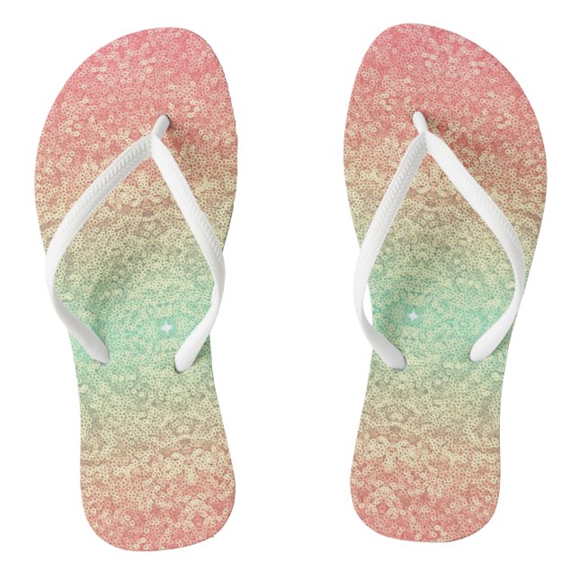 Farbverlaufsmuster rosa goldgrün flip flops (Fußbett)