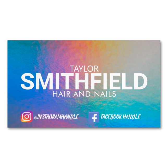 Farbverschiebung Neon Light Holographic Trendy Magnetische Visitenkarte (Vorderseite)