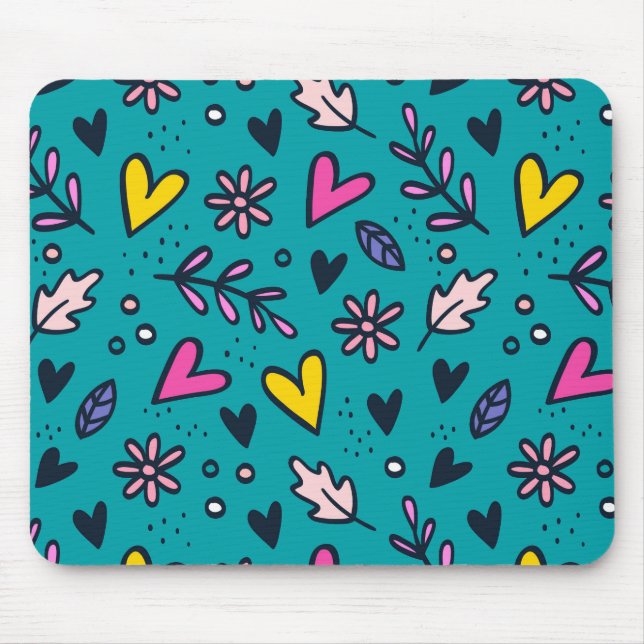 Farbvolle Blume und Herz anpassen Mousepad (Vorne)