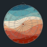 Farbvolle Dekoration im Retrostil Dartscheibe<br><div class="desc">Abstrakte Retro-Darstellung der farbenfrohen Wellen (rot,  blau,  orange,  marineblau,  beige,  türkis)</div>