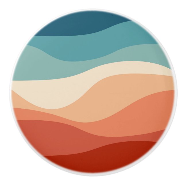 Farbvolle Dekoration im Retrostil Keramikknauf (Vorderseite)