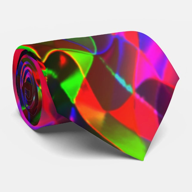 Farbvolle gekrümmte Dreiecke oder farbige Wellen. Krawatte (Gerollt)