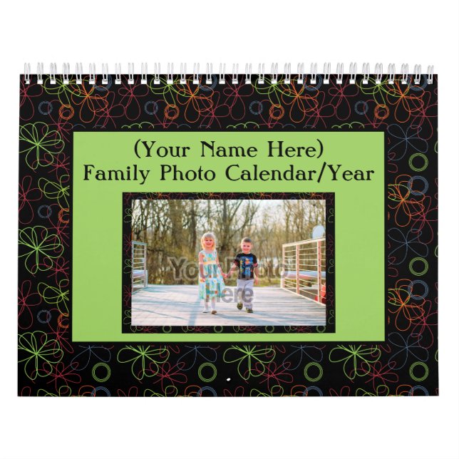 Farbvolle Rahmen Familienformat 1 pro Seite Kalender (Titelbild)