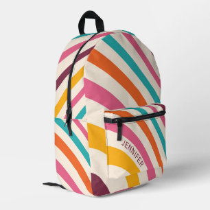 Farbvolle Retrostil-Kurven Bedruckter Rucksack