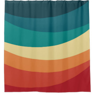 Farbvolle Retrostil-Kurven Design Duschvorhang