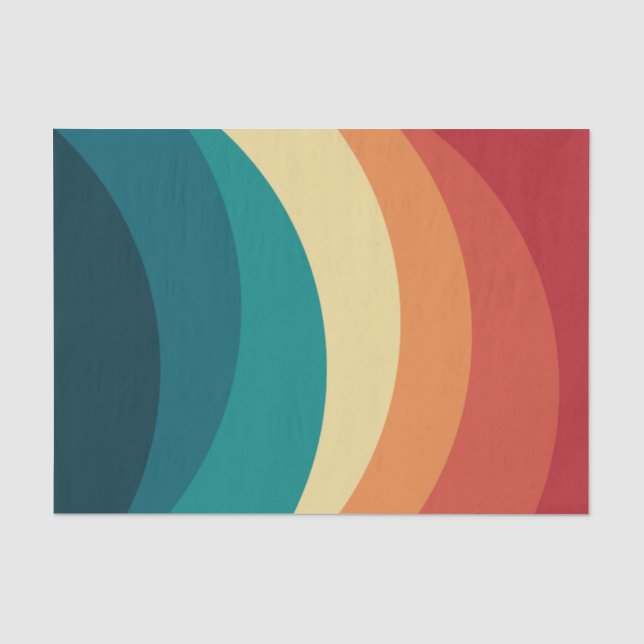 Farbvolle Retrostil-Kurven Design Seidenpapier (Vorderseite)